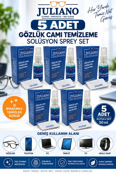 JULIANO 5 Adet Gözlük Temizleme Antistatik Solusyon Sprey Set