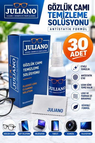 JULIANO 30 Adet Gözlük Temizleme Antistatik Solusyon Sprey Set