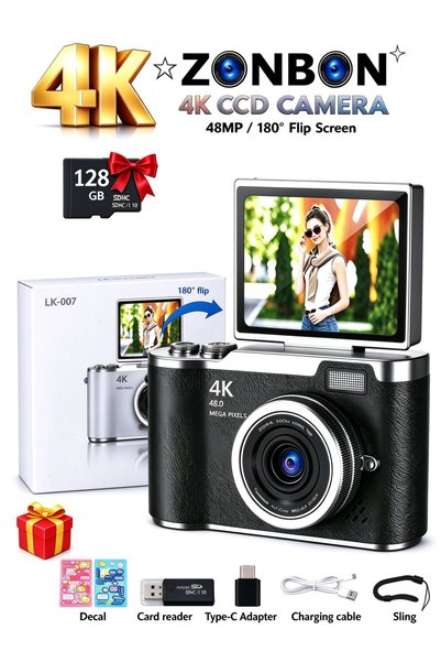 ZONBON 4k CCD Digital Zoom Student Digital Camera 48MP Portable Digital Photo...