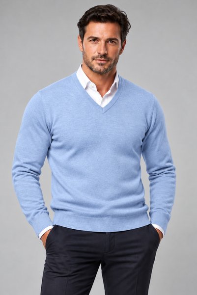 Baran Işık Rüya Men's 100% Cotton Knitwear V-Neck Sweater