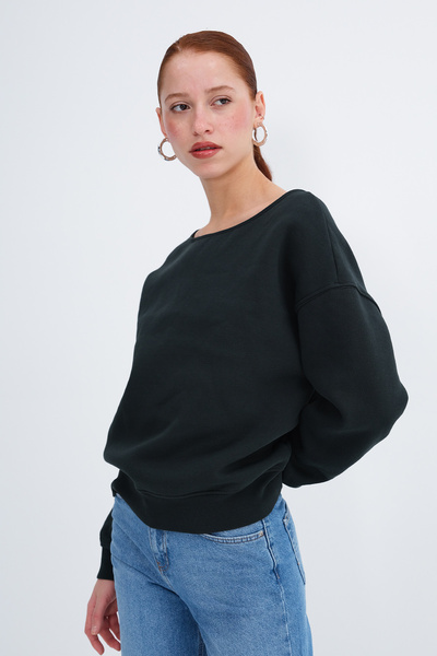 Addax Kayık Yaka Şardonlu Sweatshirt S1826