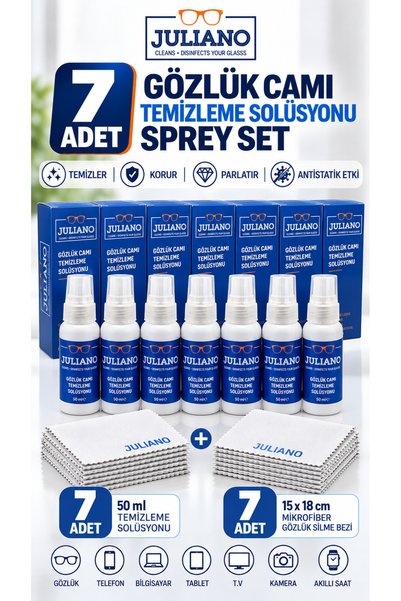 JULIANO 7 Adet Gözlük Temizleme Antistatik Solusyon Sprey Set