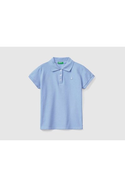 United Colors of Benetton قميص بولو قطني عضوي بأكمام قصيرة للبنات