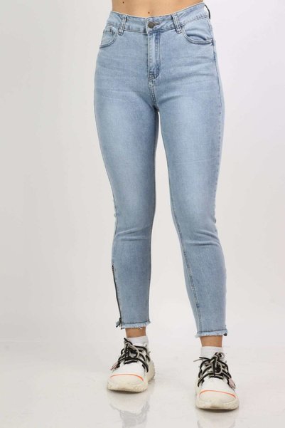 Nichii Women's High-Waisted Skinny Pants with Button and Pockets - Long