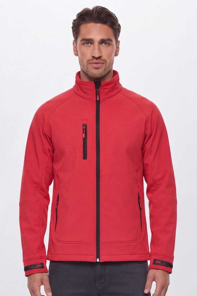 Generic Brand Jachetă pentru bărbați Chitra Red Softshell Fleece cu buzunare ...