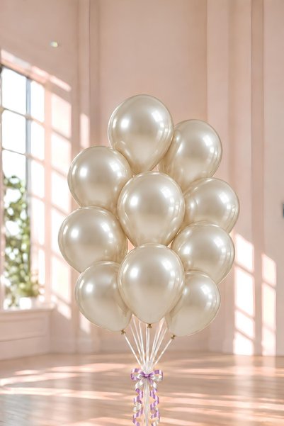 Patladı Gitti 12 Inch Chrome White Gold Balloon 10 Pieces