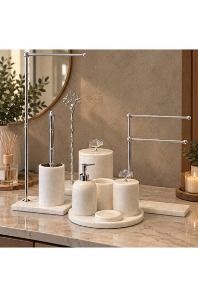umut mermer White marble bathroom set