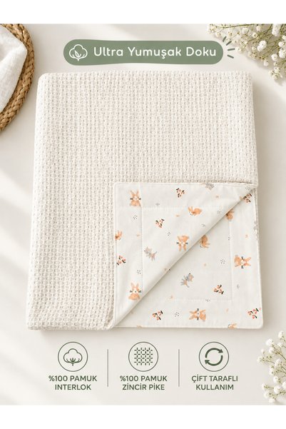 ngn collection 100% Cotton Double-Sided Interlock Baby Pique Blanket 80X90 cm...