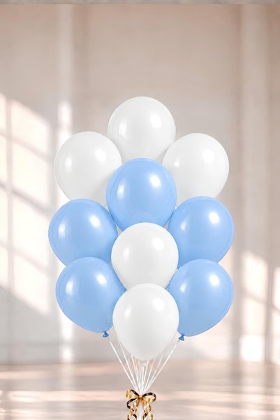Patladı Gitti 12 Inch Blue White Balloon 10Pcs