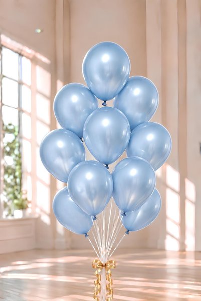 Patladı Gitti 12 inch metallic light blue balloon 10 pieces