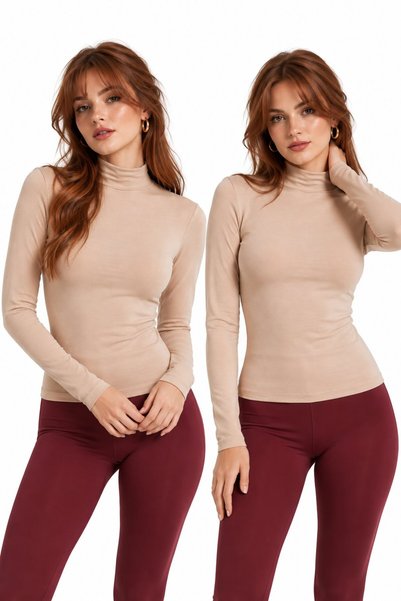 Saade 2-Ten Women's Half Turtleneck Long Sleeve Body/Blouse - Pack of 2