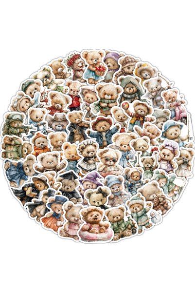 Choice 55PCS 55PCS Cute Teddy Bear Stickers Scrapbooking Collage Material Cla...