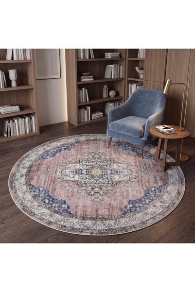 Al Kaffary Carpet سجادة ألكافاري نورينا مستديرة، لون وردي، 200 × 200 سم