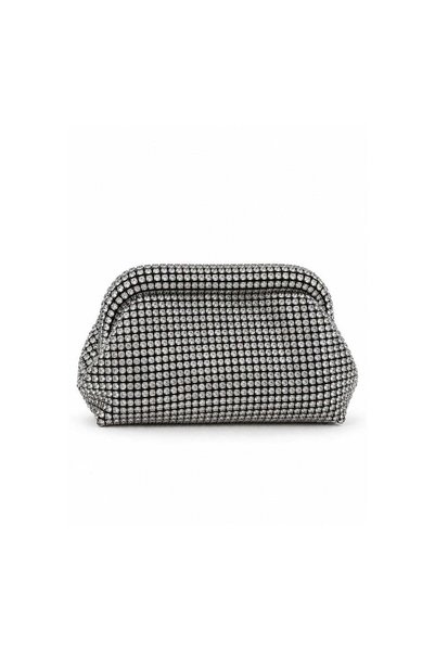 Mozto Viona Silver Kristal Taşlı Clutch Çanta