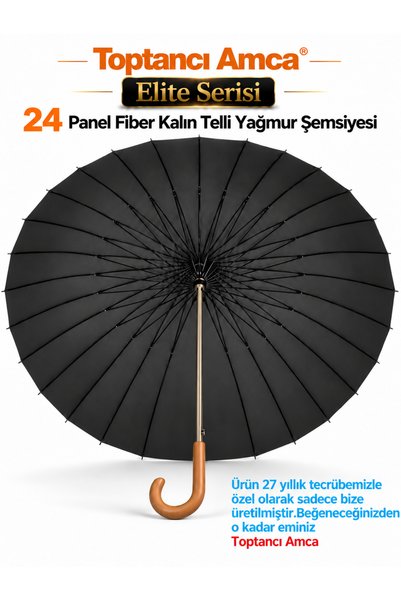 24 Telli Protokol şemsiyesi çift kişilik Büyük Çaplı ahşap saplı şemsiye 120 cm çap Kılıflı Tescilli Markadır