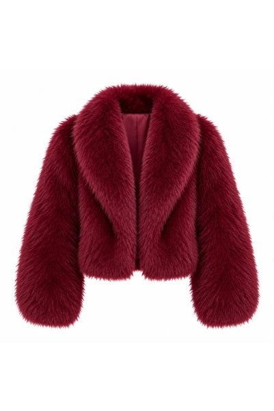 eva clothing Kadın Bordo Kürk Ceket