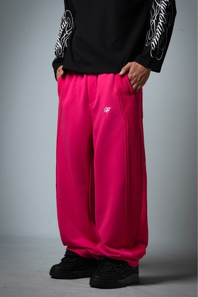 Crupt Studio Pantaloni de trening pentru bărbați Pink Starfall Super Baggy