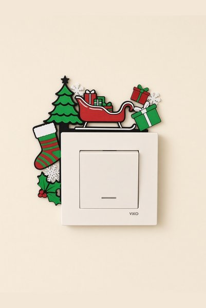 tredblock Yılbaşı Işık Anahtarı Köşeliği Dekoru Yılbaşı Süsü Santa Sleigh Pri...