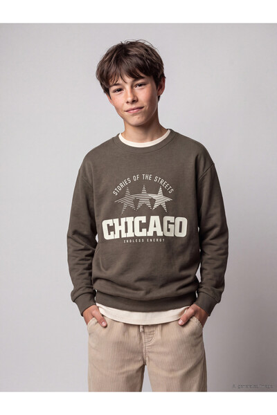 LC Waikiki LCW Kids Brown Chicago-Printed Boys' T-Shirt, Featuring the NEVAVM...