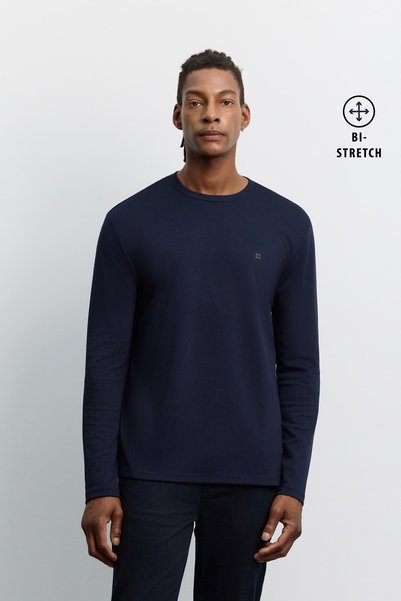 Avva Men's Navy Blue Crew Neck Viscose Blend Bi-Stretch Basic Regular Fit Swe...