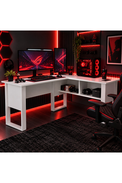 CİNARO NEXUS Oyuncu Masası Gaming Masa Bilgisayar beyaz