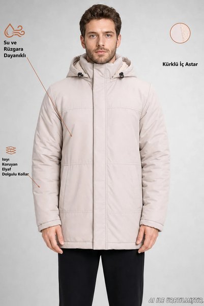 Freemen Men's Stone Fleece Shearling Detachable Hood Water and Windproof Hood...