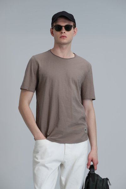 Lufian Junya Men's Basic T-Shirt Camel Hair