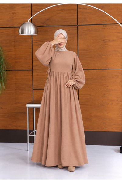 inci wears Side Tie Muslin Hijab Dress