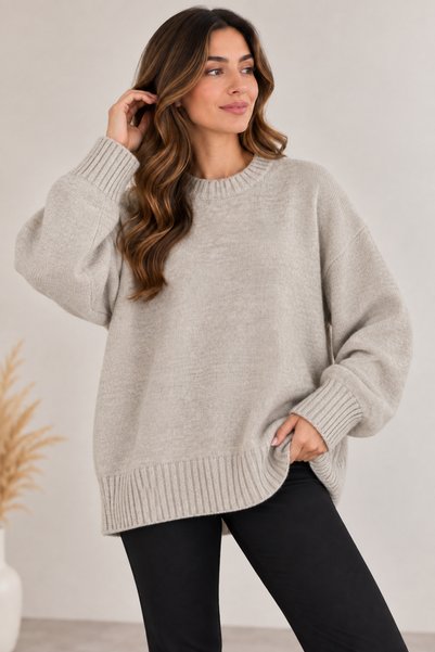 YPC TEKSTİL Women's Oversize Knitwear Sweater Wide Sleeves