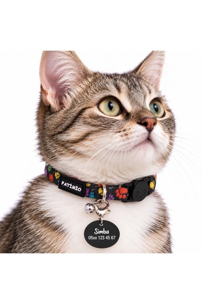 PATİMİO Paws Ayarlanabilir, Güvenlik Kilitli Çıngıraklı Künye Hediyeli Kedi B...