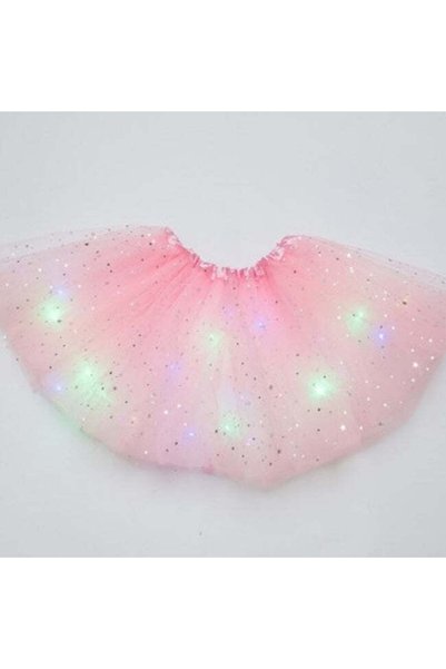 KESNUP Fustă tutu cu sclipici și luminițe 30 cm roz