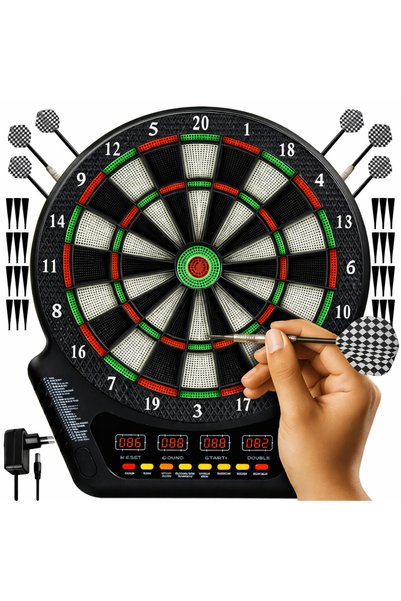 KESNUP Electronic dartboard, 6 darts, 4 LED displays, 24 spare tips, 27 games...