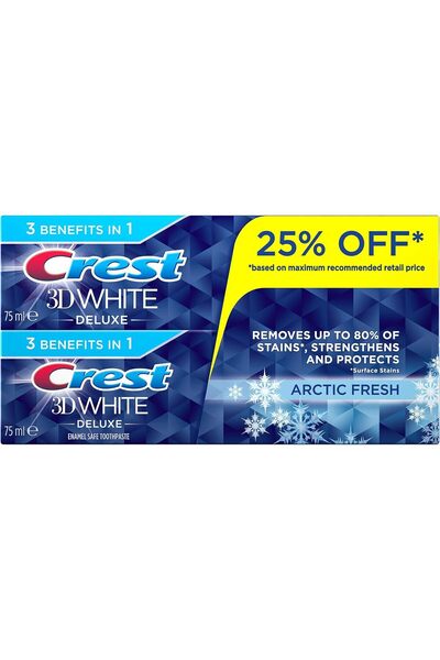 Crest 3D White Deluxe Arctic Fresh Toothpaste, 2 X 75 ml