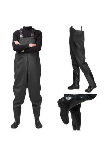 KESNUP Overalls with bib and fishing boots + adjustable straps, size 44, leng...