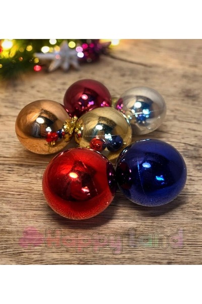 Happyland Christmas Pine Tree Ornament Colorful Ball 6 Cm Pack of 6