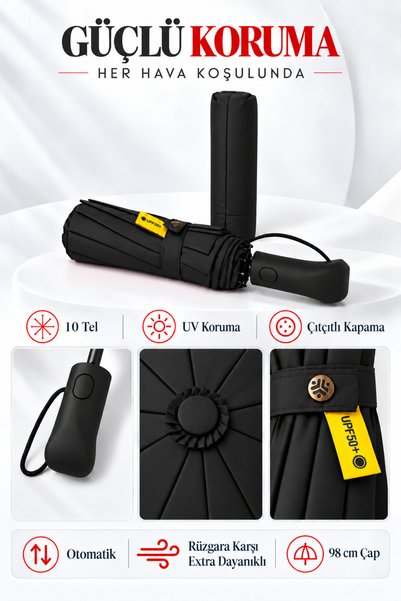 bliss umbrella Ergonomik Saplı 10 Telli Otomatik Şemsiye