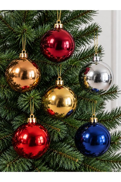 Happyland Christmas Tree Decoration 4 cm Colorful 6-Piece Mixed Color Cici Ball
