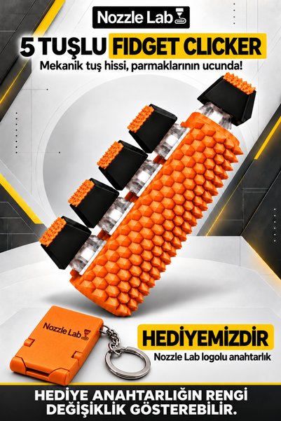 NozzleLab 5 Tuşlu Mekanik Stres Oyuncağı – El ve Parmak Oyalayıcı Pütürlü Fid...