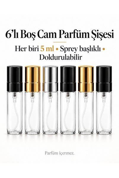 DZ 6'lı 5 ML BOŞ CAM PARFÜM ŞİŞESİ MİNİ DOLDURULABİLİR SEYAHAT TİPİ SPREY ŞİŞ...