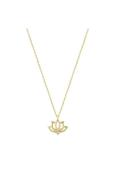 Assos Pırlanta Altın Lotus Kolye - 14K