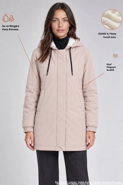 Freemen Women's Elastic Waist Pockets Fur Lined Water and Windproof Cold Resi...