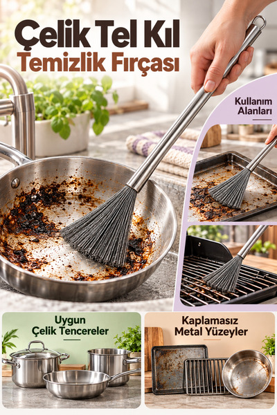 mucit home Paslanmaz Çelik Yeni Nesil Tel Kıl Tencere Tava Fırın Temizleme Bu...