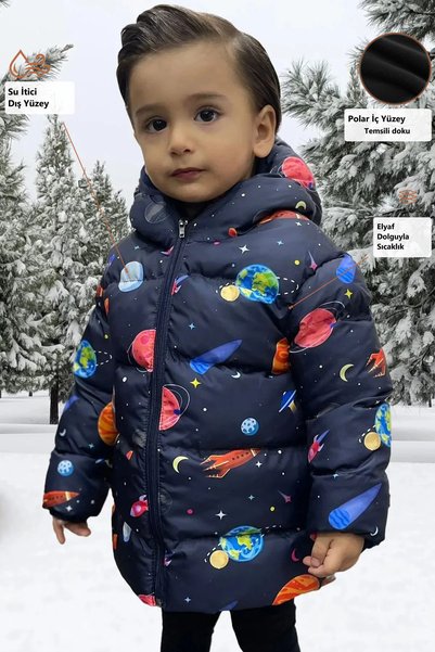 Freemen Jachetă de iarnă cu glugă, fleece, cu model Planet Star și parka