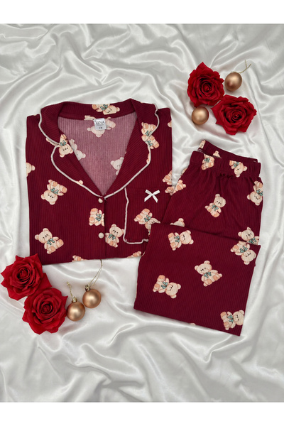 Lena Homewears Σετ πιτζάμες Βερολίνου με μακρυμάνικο γιακά και κουμπιά, με σχ...