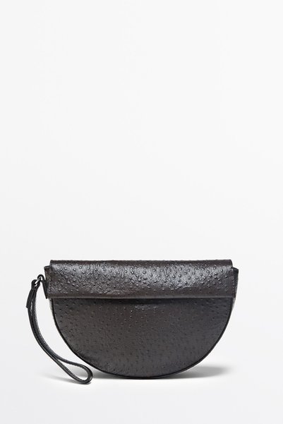 Massimo Dutti Napa deri dokulu yarım ay çanta