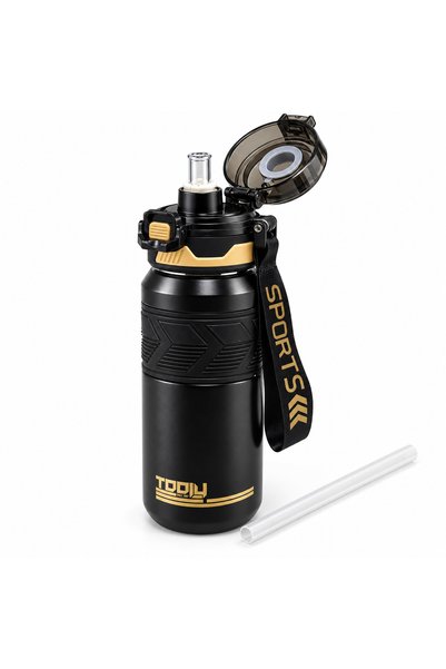 tooly 650ml Stainless Steel Vacuum Insulated Sports Water Bottle with Straw L...