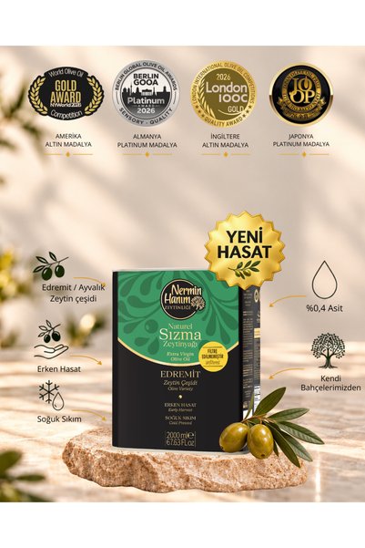 Nermin Hanım Zeytinliği Ayvalık (Edremit) - Filtresiz Erken Hasat Soğuk Sıkım...