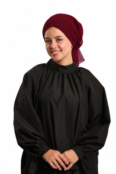 HÜRREMBONE SARAYDAN GELEN GÜZELLİK Boneta hijab intercalată practică, roșu cl...