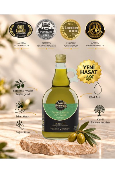 Nermin Hanım Zeytinliği Ayvalık Edremit Erken Hasat Soğuk Sıkım Naturel Sızma...