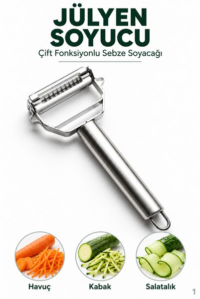 Soillium Çift Foksiyonlu Jülyen Soyucu Çok Amaçlı Meyve Sebze Soyacak Salatal...